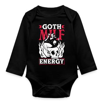 Goth Mom Energy Dark Gothic Skeleton - Organic Longsleeve Baby Bodysuit - black - Front