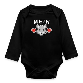 Mein Wolf ❤️ - Baby Bio-Langarm-Body - Schwarz - Vorne