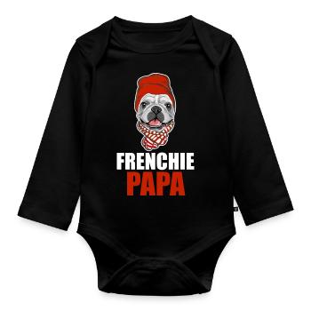 Chien Frenchie Papa - Body Bébé bio manches longues - noir - Devant