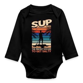 SUP - L’excuse parfaite pour se saler - Body Bébé bio manches longues - noir - Devant
