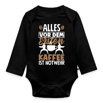 Alles vor dem ersten Kaffee ist Notwehr Lustiges - Baby Bio-Langarm-Body - Schwarz - Vorne