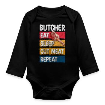 Boucherie Viande Porc Travail - Body Bébé bio manches longues - noir - Devant