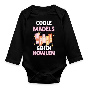 Bowler Bowlen Kegeln Bowling - Baby Bio-Langarm-Body - Schwarz - Vorne