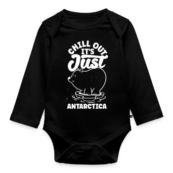 Chill out it's just Antarctica - Baby Bio-Langarm-Body - Schwarz - Vorne