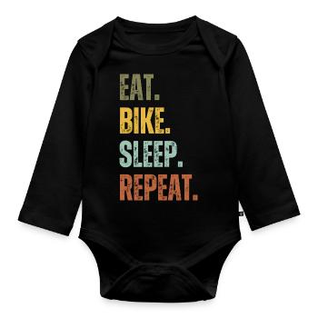 EAT BIKE SLEEP REPEAT - Organic Longsleeve Baby Bodysuit - black - Front