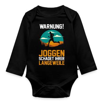 Läufer Joggen Laufen - Baby Bio-Langarm-Body - Schwarz - Vorne
