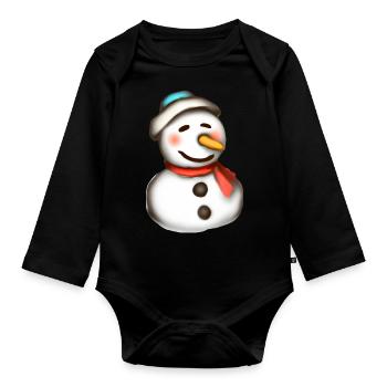 Colorful snowman in the blaze of lights - Organic Longsleeve Baby Bodysuit - black - Front