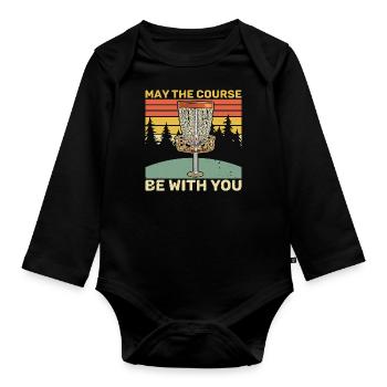 Disc golfer Throwing disc Frisbee - Organic Longsleeve Baby Bodysuit - black - Front