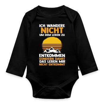Bergsteiger Wald Bergwandern Wanderer Wandern - Baby Bio-Langarm-Body - Schwarz - Vorne
