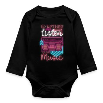 80er Disco Kostüm - Baby Bio-Langarm-Body - Schwarz - Vorne