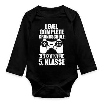 Zocker Gamer Fünftklässler Fünfte Klasse - Baby Bio-Langarm-Body - Schwarz - Vorne