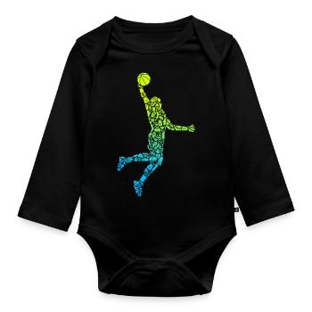 Basketballer Symbole Dunking Jungen Basketball - Baby Bio-Langarm-Body - Schwarz - Vorne