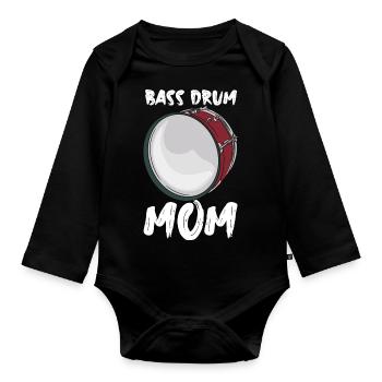 Bass Drum Mom - Baby Bio-Langarm-Body - Schwarz - Vorne