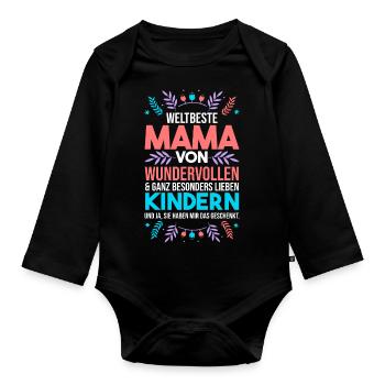 Weltbeste Mama - Baby Bio-Langarm-Body - Schwarz - Vorne