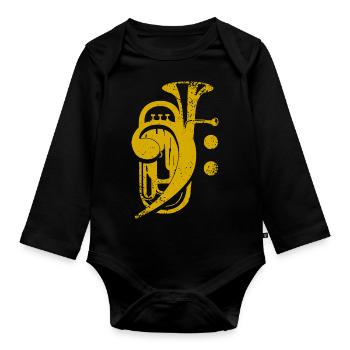 Bariton Euphonium Blasmusik Notenschlüssel - Baby Bio-Langarm-Body - Schwarz - Vorne