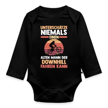Mountainbike Fahrrad Downhill - Baby Bio-Langarm-Body - Schwarz - Vorne