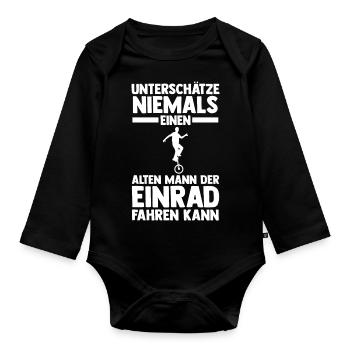 Kunstrad Fahrrad Einrad - Baby Bio-Langarm-Body - Schwarz - Vorne