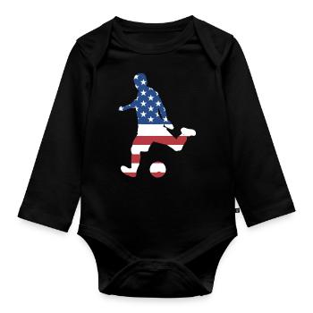 Sport Us Flag Futsal - Organic Longsleeve Baby Bodysuit - black - Front
