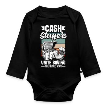 Les Cash Stuffers s’unissent pour économiser de l’argent de manière rétro - Body Bébé bio manches longues - noir - Devant
