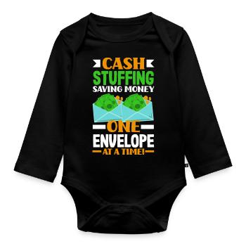 Cash stuffing économiser de l’argent, une enveloppe à la fois - Body Bébé bio manches longues - noir - Devant