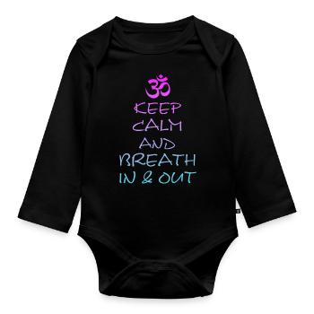 Yoga, Yogaspruch, Namaste, Om - Baby Bio-Langarm-Body - Schwarz - Vorne
