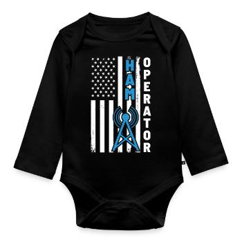 Ham Operator Antenna Signal Ham Radio American Fla - Organic Longsleeve Baby Bodysuit - black - Front