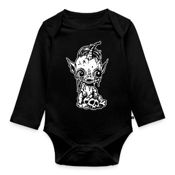 Mignon bébé licorne zombie - Body Bébé bio manches longues - noir - Devant