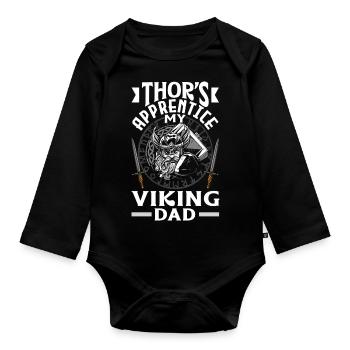 Thor's Apprentice My Viking Dad Father's Day - Baby Bio-Langarm-Body - Schwarz - Vorne