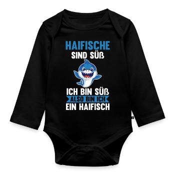 Fische Haifisch - Baby Bio-Langarm-Body - Schwarz - Vorne