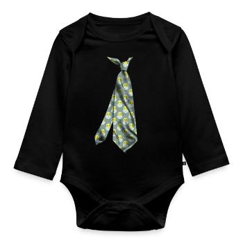 bunt bedruckte krawatte t-shirt design küken - Baby Bio-Langarm-Body - Schwarz - Vorne