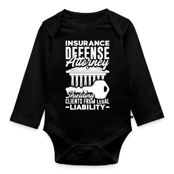 Insurance Defense Attorney Shielding Client - Organic Longsleeve Baby Bodysuit - black - Front