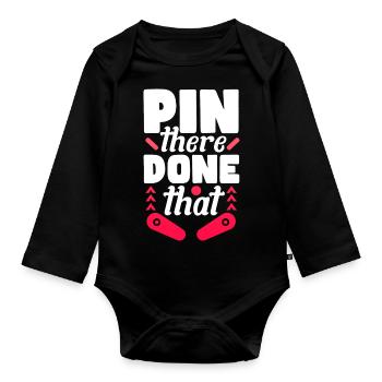 Pin there Done that - Organic Longsleeve Baby Bodysuit - black - Front