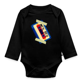 90's Mix Tape Cassette - Organic Longsleeve Baby Bodysuit - black - Front