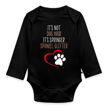 Springer glitter funny quote - Organic Longsleeve Baby Bodysuit - black - Front