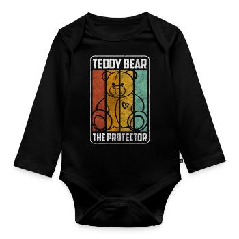Teddy Bear Offspring Childhood Family - Organic Longsleeve Baby Bodysuit - black - Front