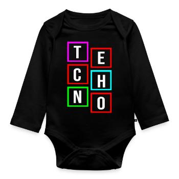 Techno-Logo - Baby Bio-Langarm-Body - Schwarz - Vorne