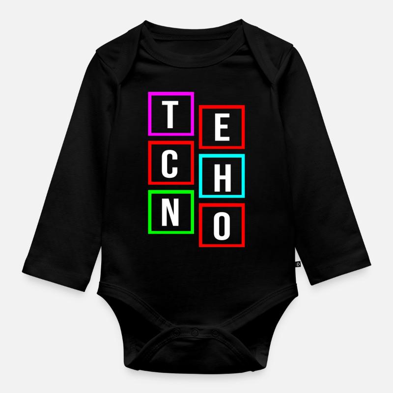 Techno-Logo - Baby Bio-Langarm-Body - Schwarz