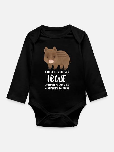 Löwe Wildschwein - Baby Bio-Langarm-Body - Schwarz