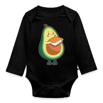 Smore Avocado Camping Campfire Marshmallow Kids - Organic Longsleeve Baby Bodysuit - black - Front