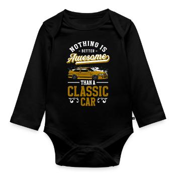 Oldtimer Vintage Car Classic - Organic Longsleeve Baby Bodysuit - black - Front