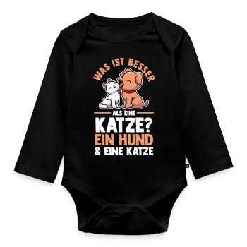 Katzen Katzenliebhaber Hundeliebhaber Hunde - Baby Bio-Langarm-Body - Schwarz - Vorne