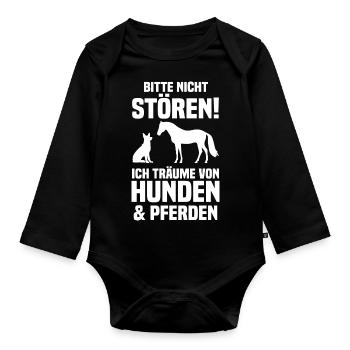 Pferde Pferdeliebhaber Hundeliebhaber Hunde - Baby Bio-Langarm-Body - Schwarz - Vorne