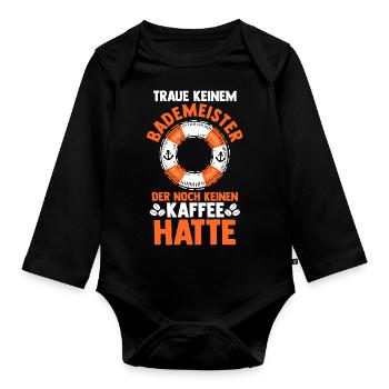 Rettungsschwimmer Kaffee Bademeister - Baby Bio-Langarm-Body - Schwarz - Vorne
