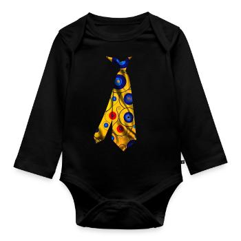 cravate imprimée cravate cravate Krawatte stropdas - Body Bébé bio manches longues - noir - Devant
