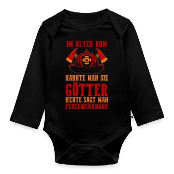 Feuerwehrmann Feuerwehr - Baby Bio-Langarm-Body - Schwarz - Vorne