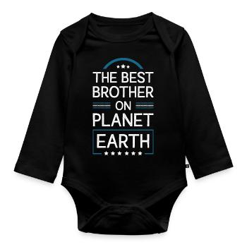 Bester Bruder Spruch - Baby Bio-Langarm-Body - Schwarz - Vorne