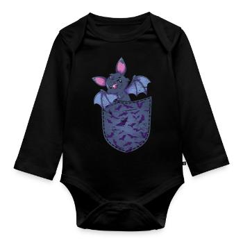 Halloween Costume Gift Chest Bag Bat - Organic Longsleeve Baby Bodysuit - black - Front