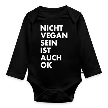 Nicht vegan sein ist auch ok - Baby Bio-Langarm-Body - Schwarz - Vorne