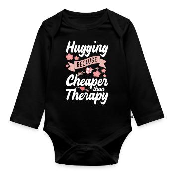 Cuddling girlfriend - Organic Longsleeve Baby Bodysuit - black - Front