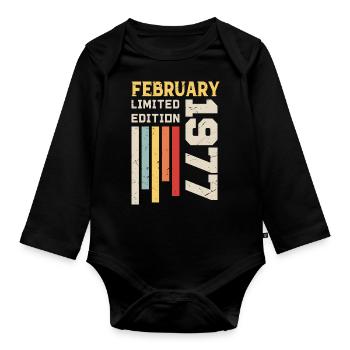 Février 1977 - Cadeau anniversaire Février 1977 - Body Bébé bio manches longues - noir - Devant
